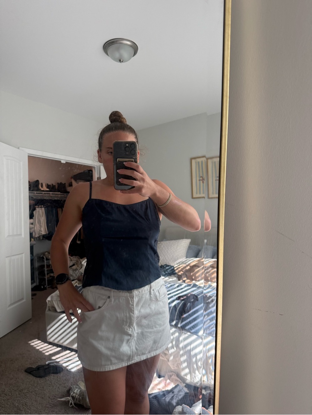 Womens Navy Square Neck Tank Top